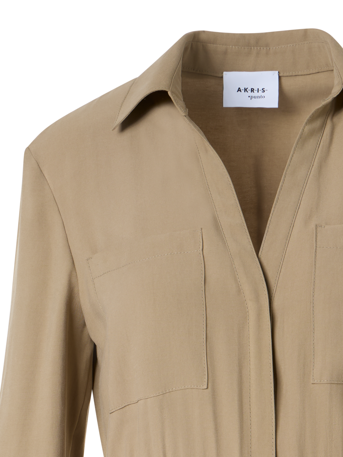 Designer Midi-Hemdblusenkleid aus Peach-Skin-Viskose-Twill - Braun