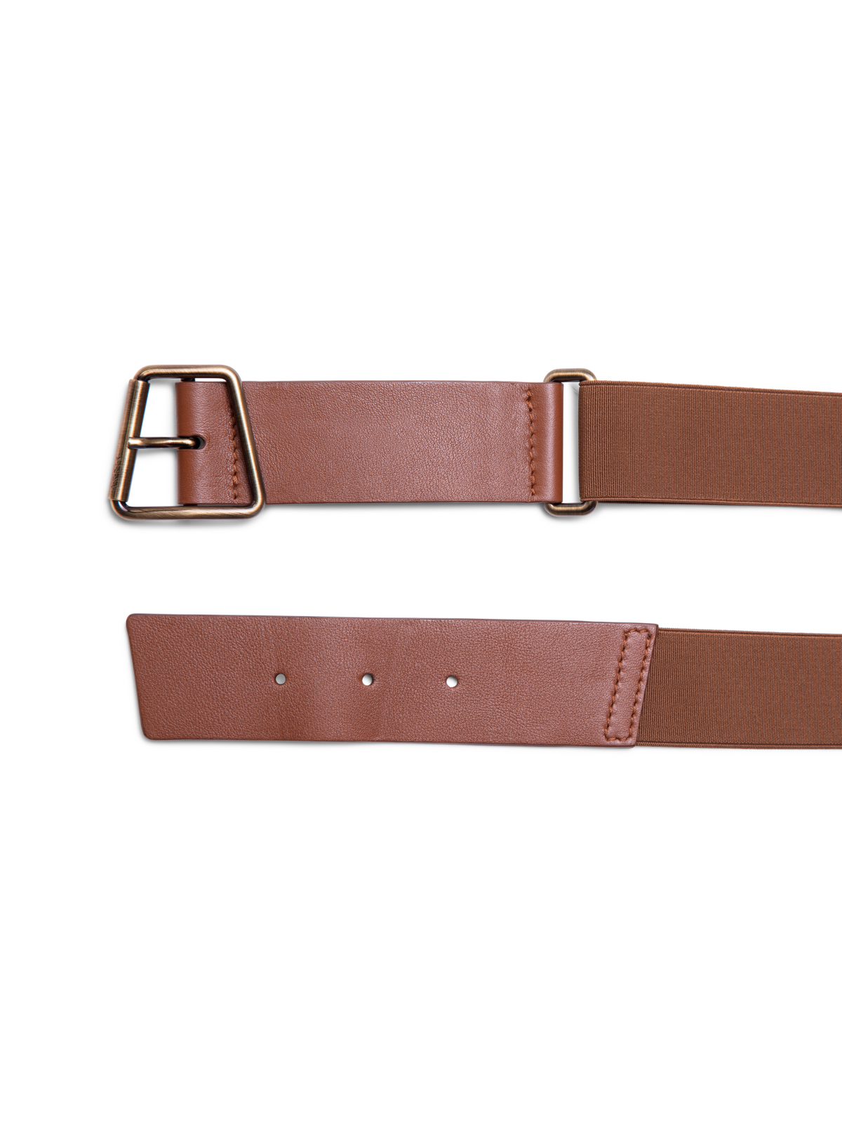 Designer Elastischer Ledergürtel mit Trapez-Schnalle - Braun