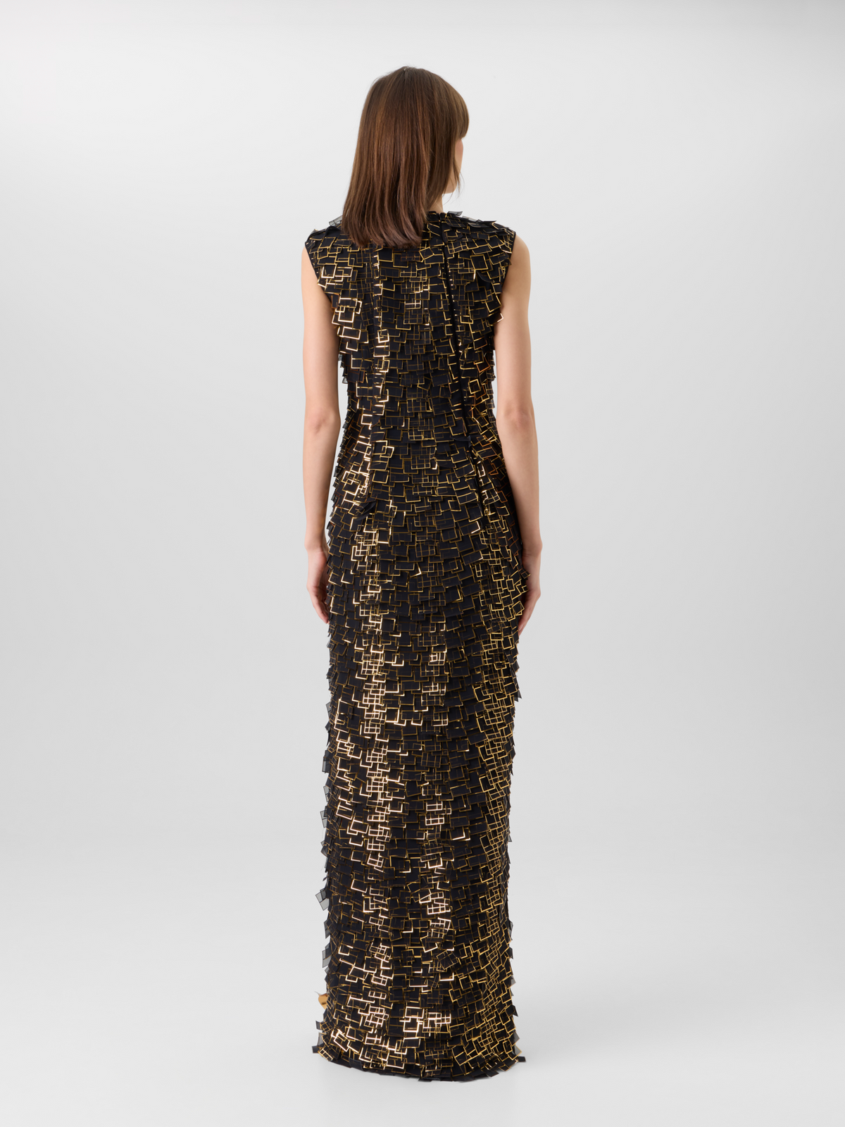 Designer Robe in Golden Frame Organza Tiles - Schwarz - Bunt #editorial