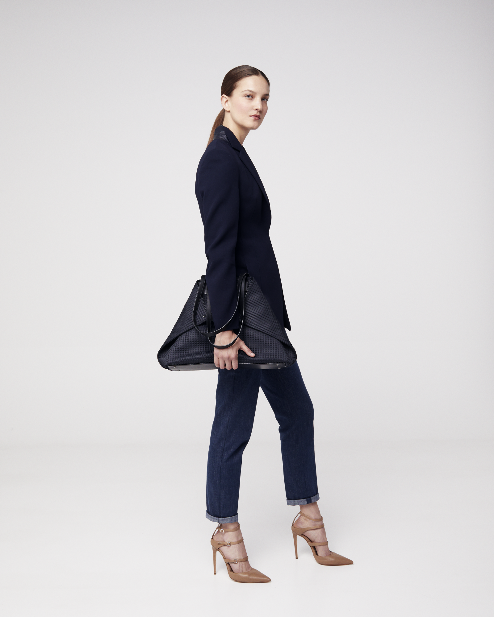 Designer Slim Hose aus Baumwoll-Denim-Stretch - Dunkelblau - Blau 