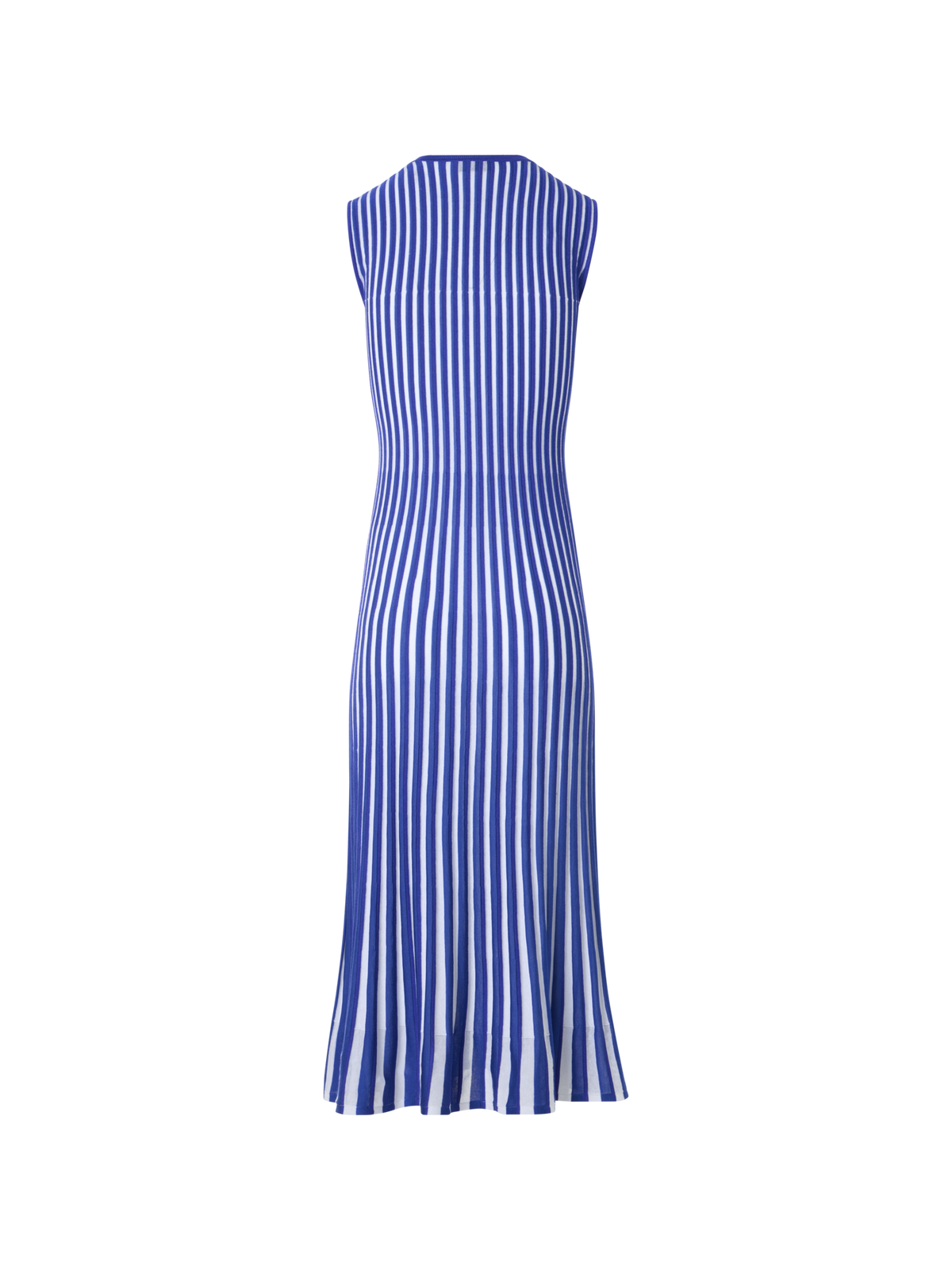 Designer Zweifarbiges Rippstrick-Kleid mit transparenten Schultern - Blau