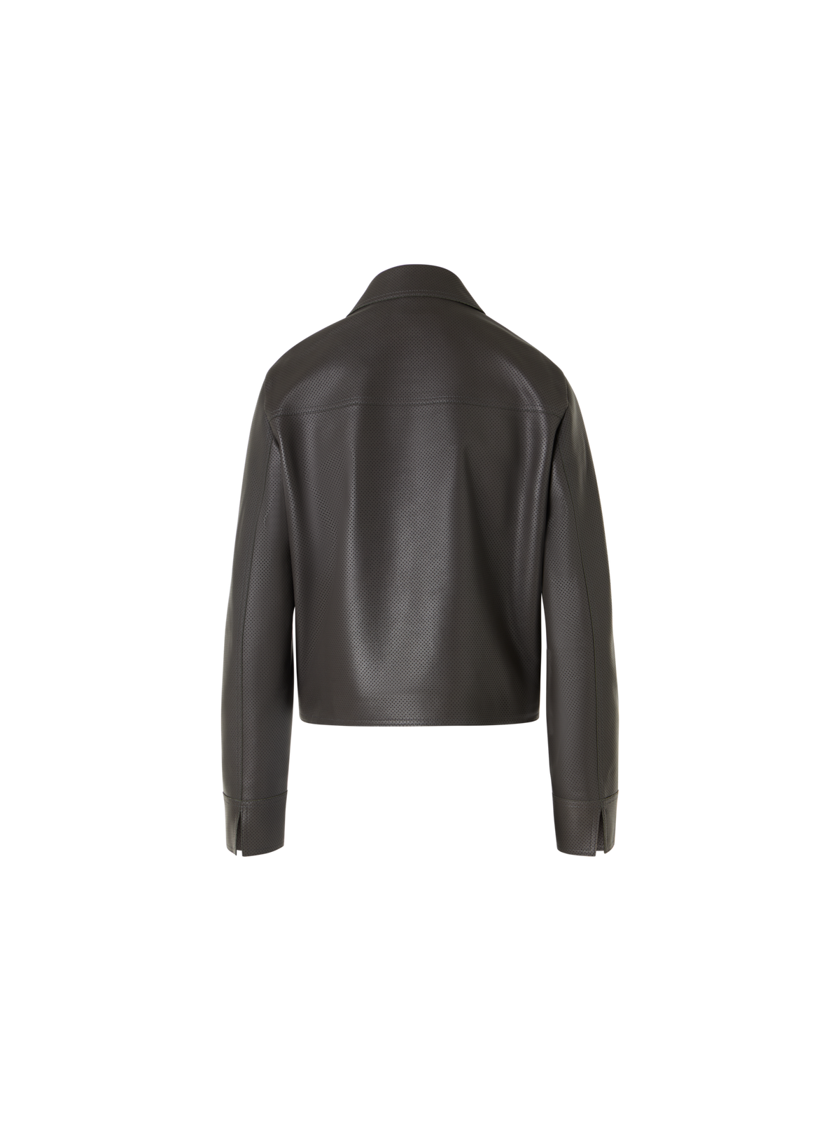 Designer Langärmelige Bikerjacke aus Signature-Pin-Dot-Lammnappaleder - Grün
