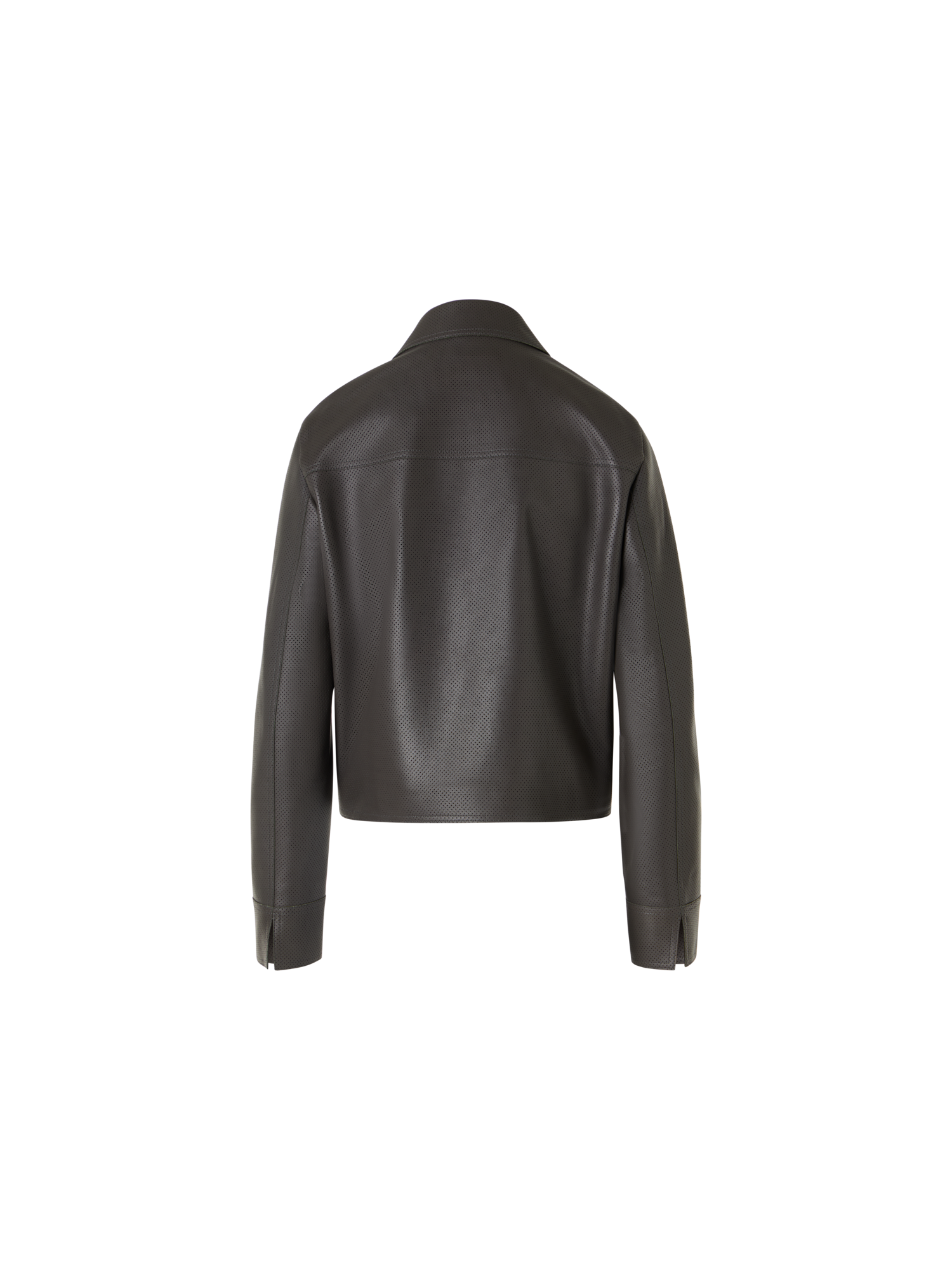 Designer Langärmelige Bikerjacke aus Signature-Pin-Dot-Lammnappaleder - Grün
