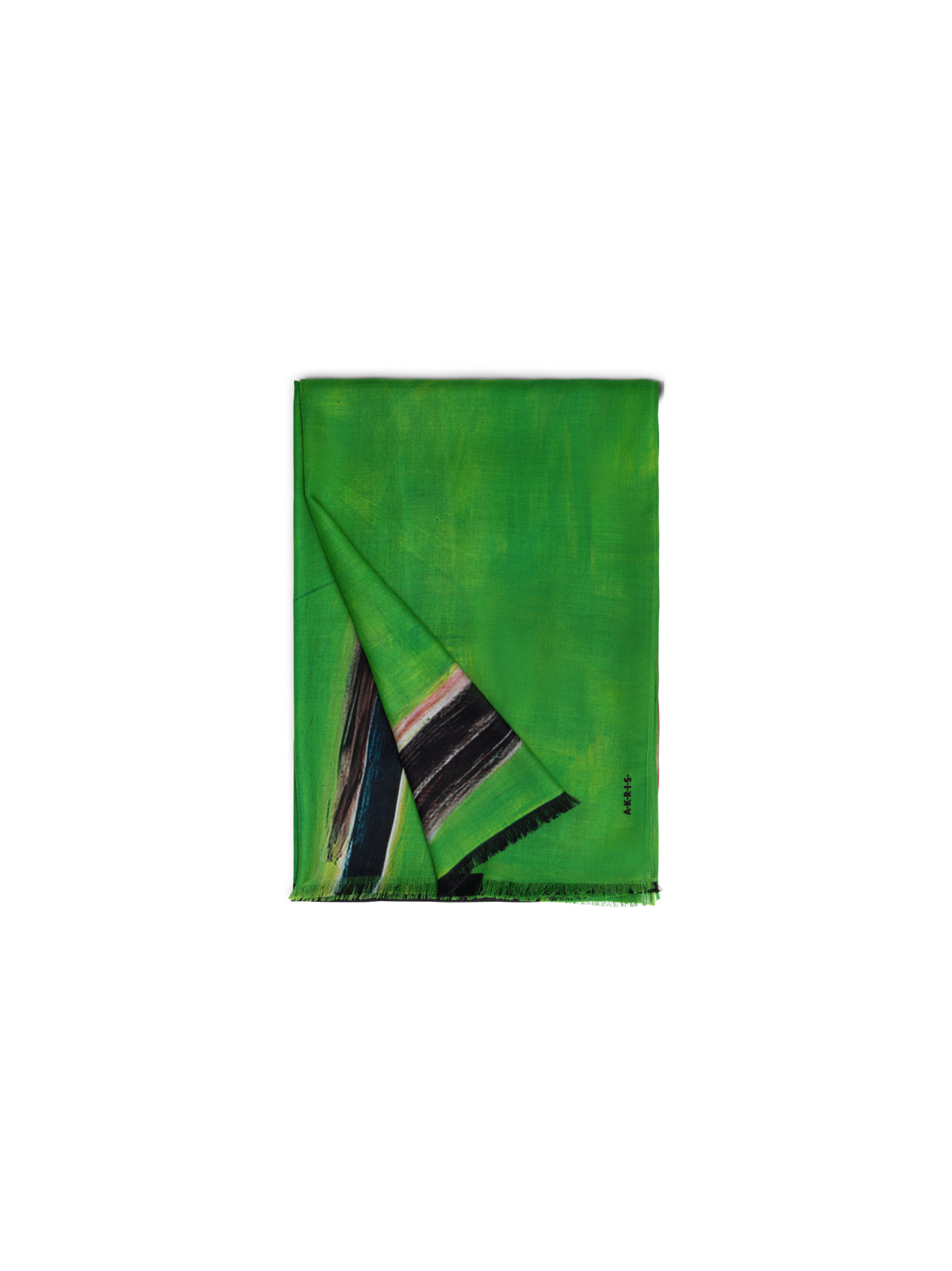 Designer Schal aus Kaschmir und Seide mit W.T.-Druck - Grün