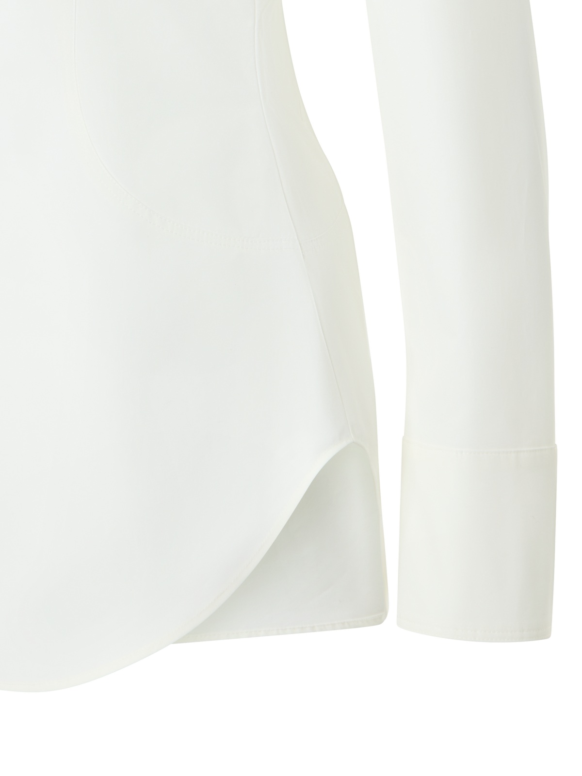 Designer Geraffte Bluse aus Baumwollpopeline mit Reissverschluss - Ecru