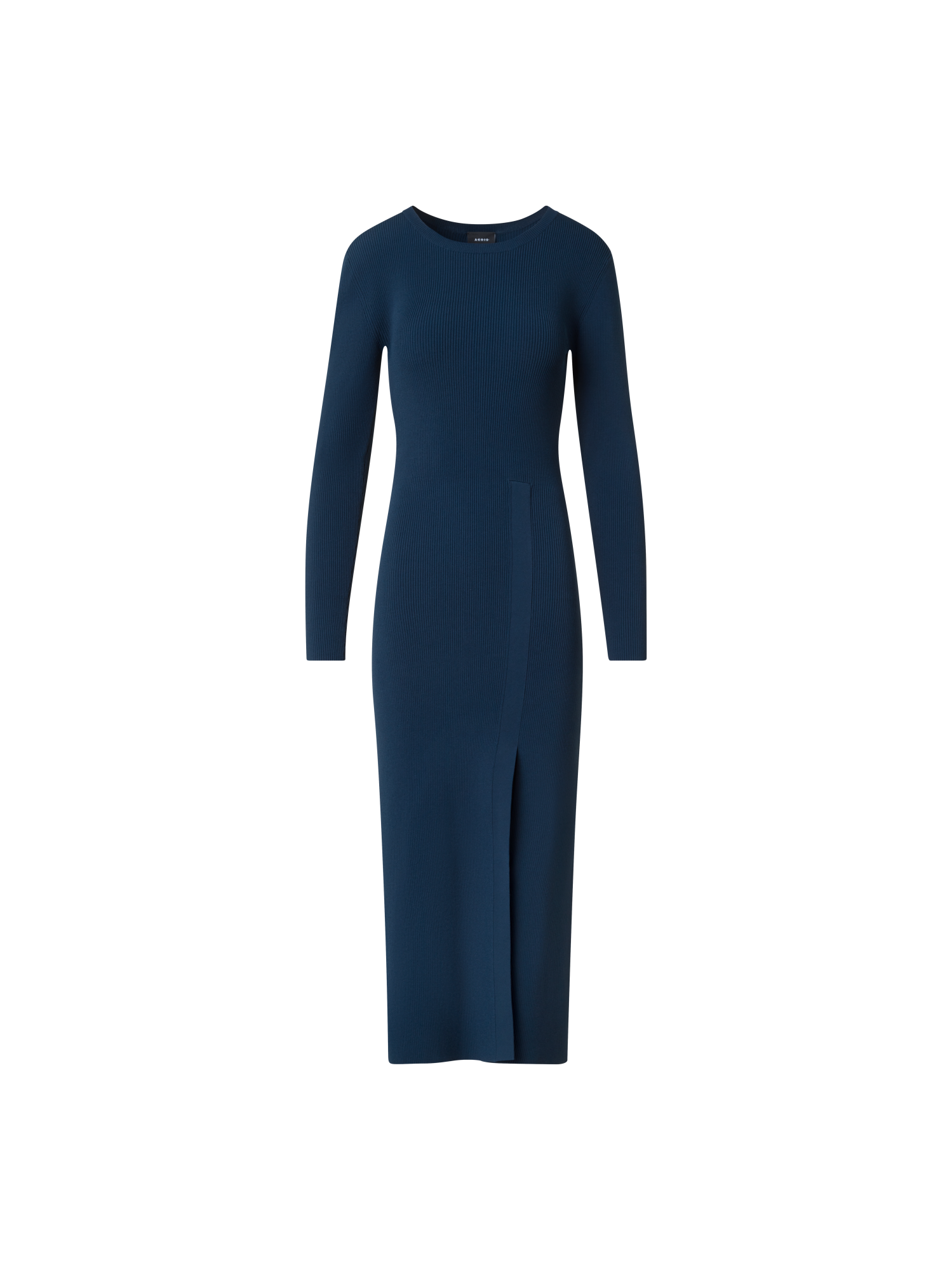 Designer Schlauchkleid aus Rippstrick-Stretch - Dunkelblau - Blau