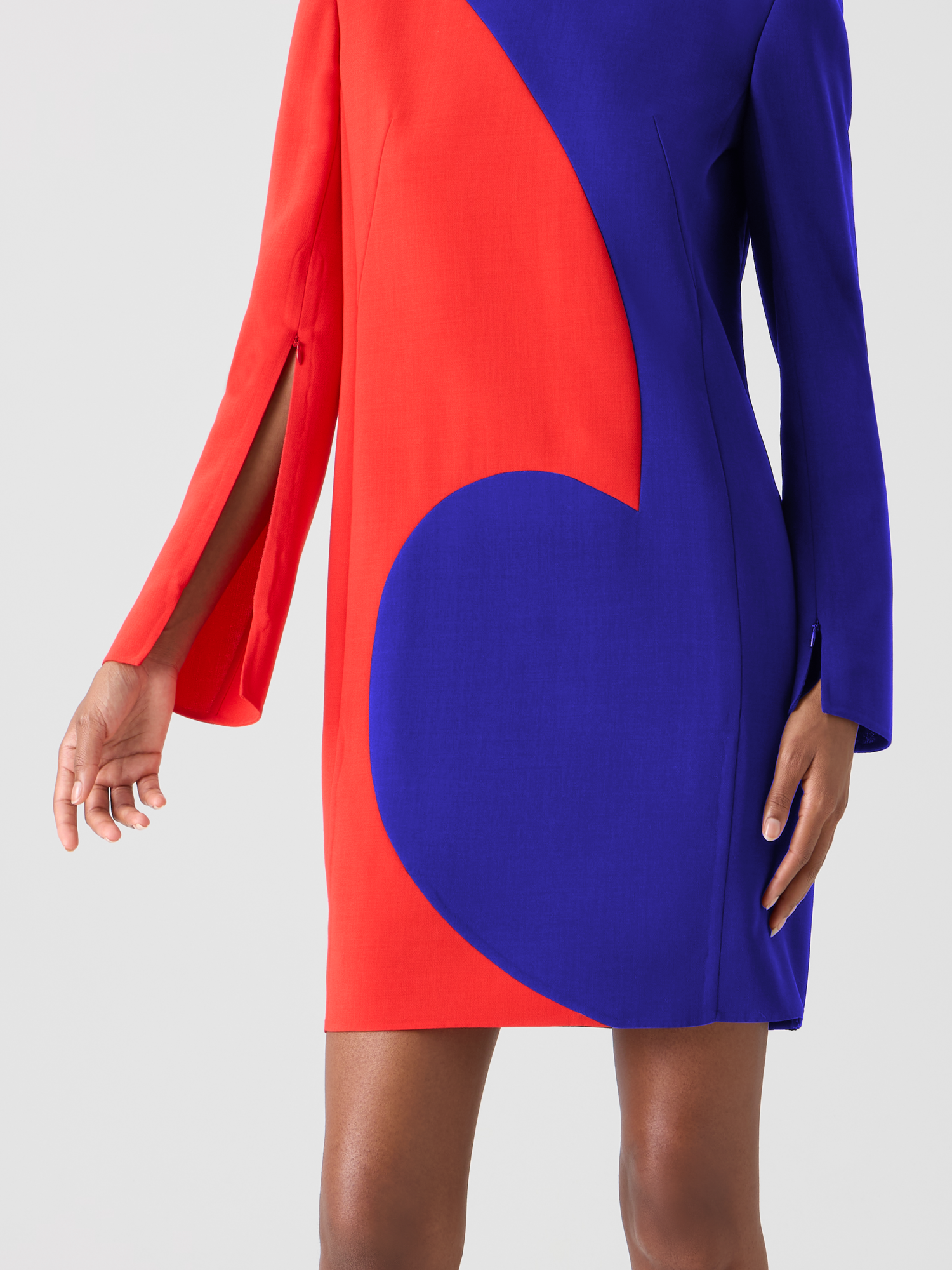 Designer Etuikleid mit Vortex-Patchwork - Bunt 