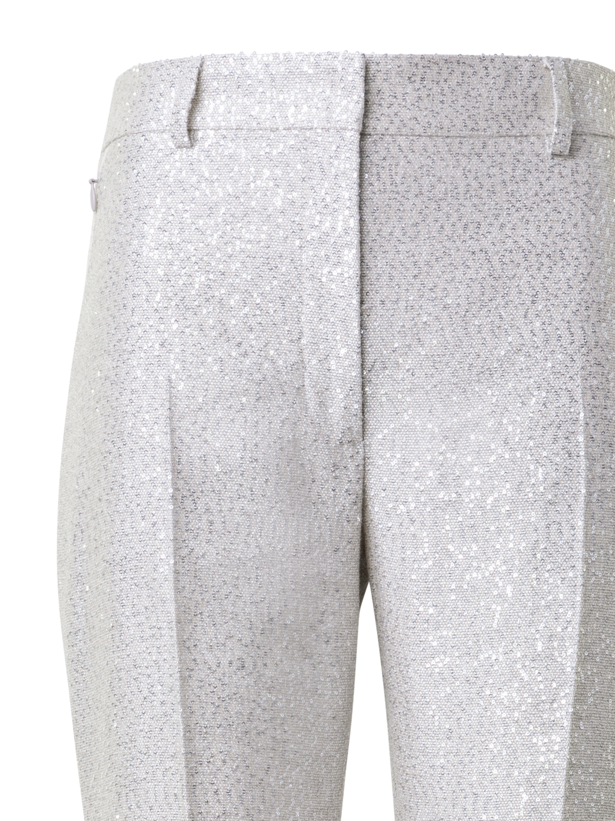 Designer Leicht Schlaghose aus Leinen mit Pailletten - Silber - Grau