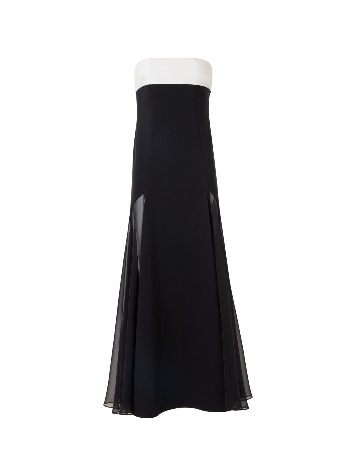 Designer Trägerloses Denim-Midikleid mit Seideneinsätzen - Schwarz
