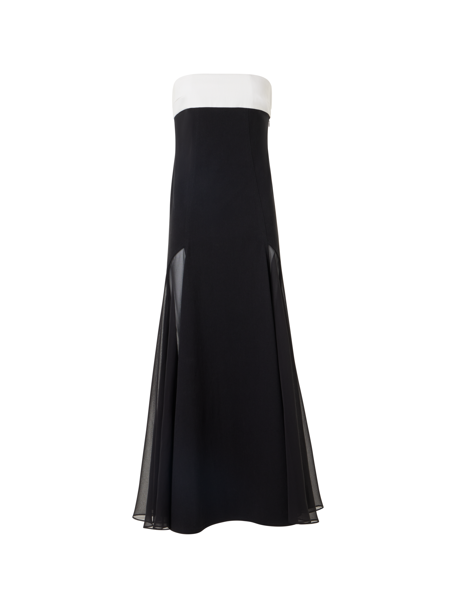 Designer Trägerloses Denim-Midikleid mit Seideneinsätzen - Schwarz