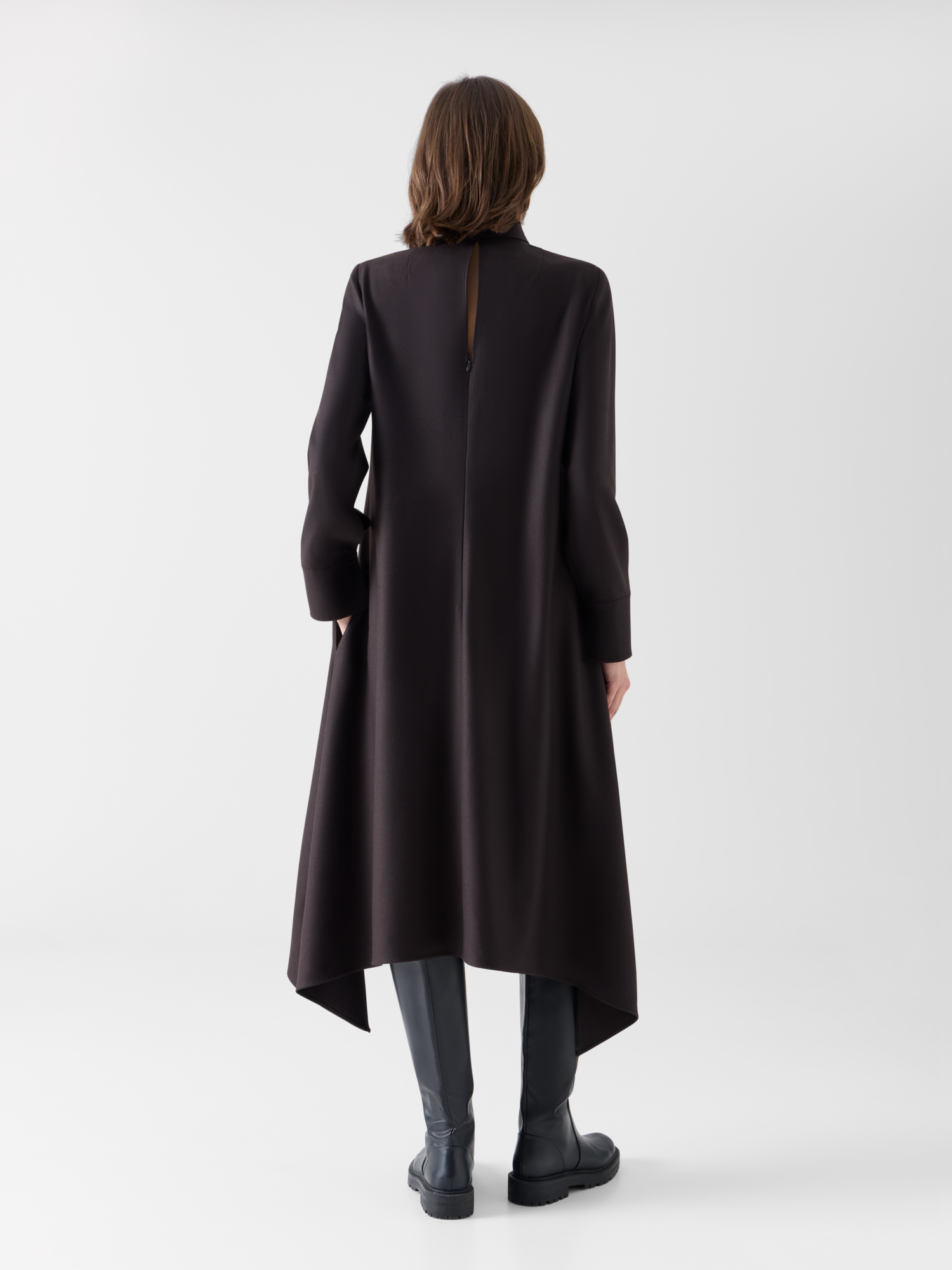 Designer Lockeres Midikleid aus Flanell mit Zipfelsaum - Braun 