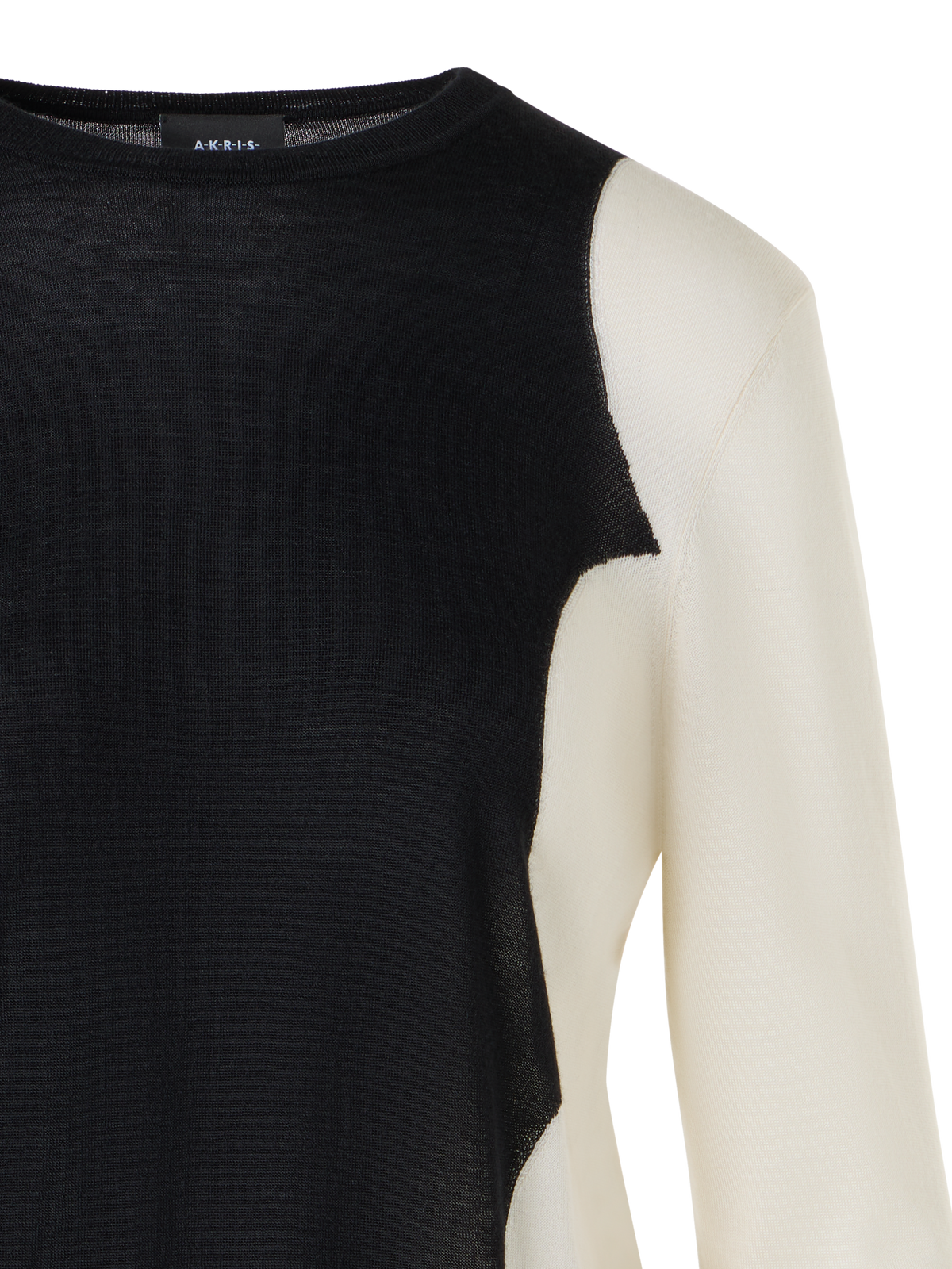 Designer Langarm-Pullover aus Kaschmir-Seide mit Cloud-Intarsie - Schwarz