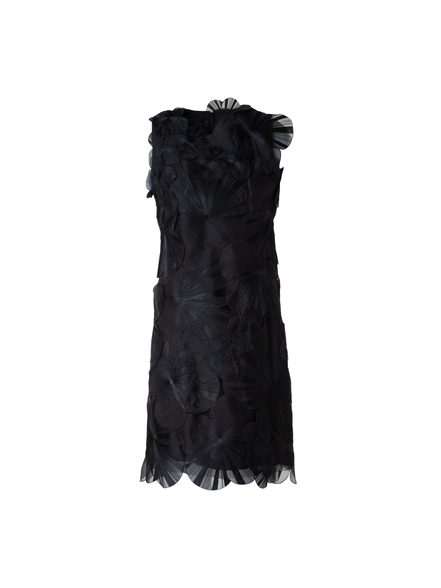 Designer Kurzes Etuikleid mit Poppy-Blumen - Schwarz