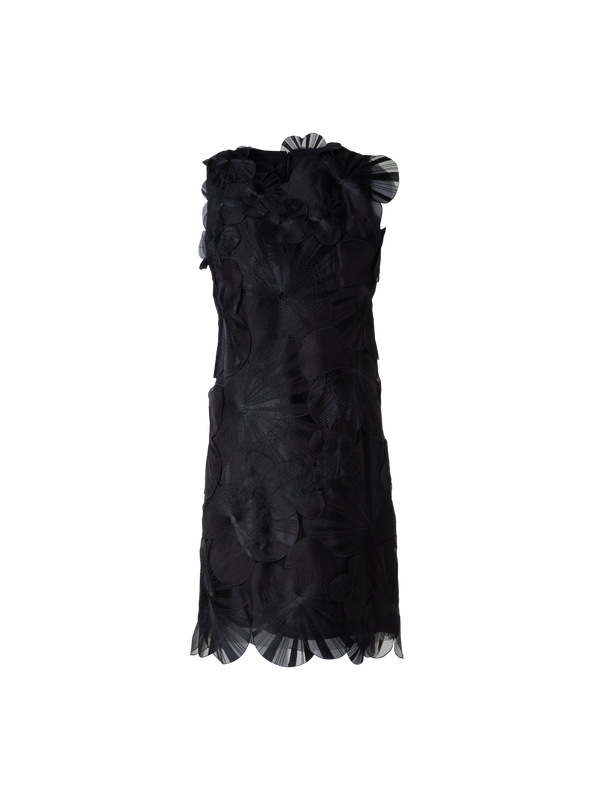 Designer Kurzes Etuikleid mit Poppy-Blumen - Schwarz