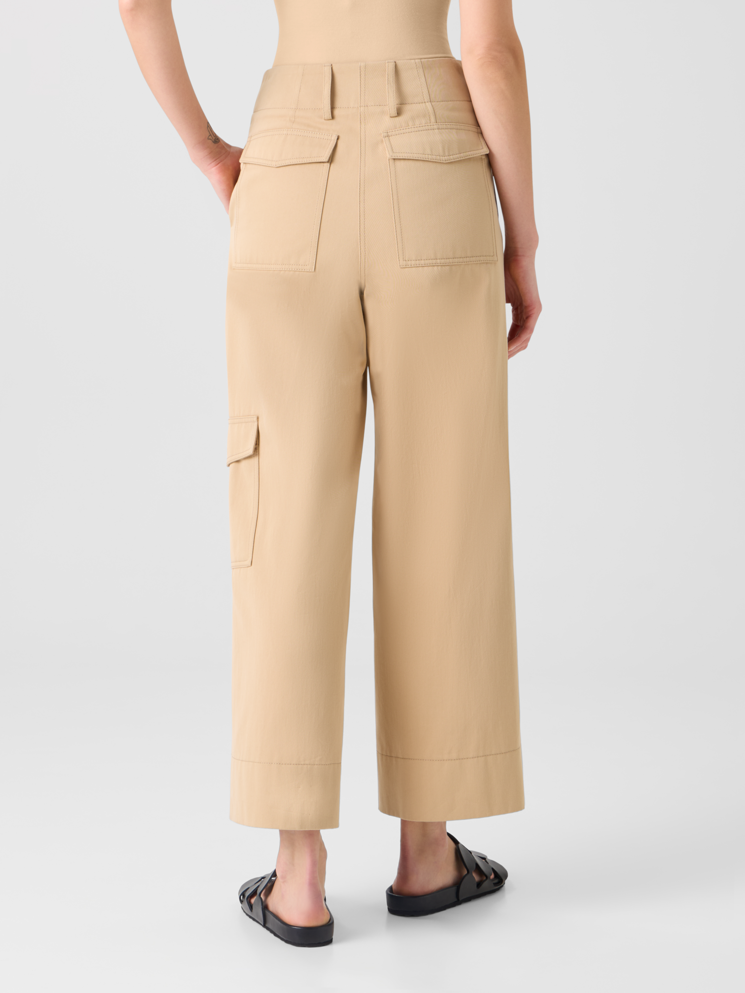 Designer Cargohose aus Baumwoll-Gabardine - Beige 