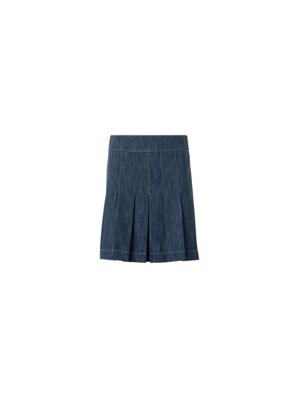 Designer Denim-Minirock mit Falten - Dunkelblau - Blau