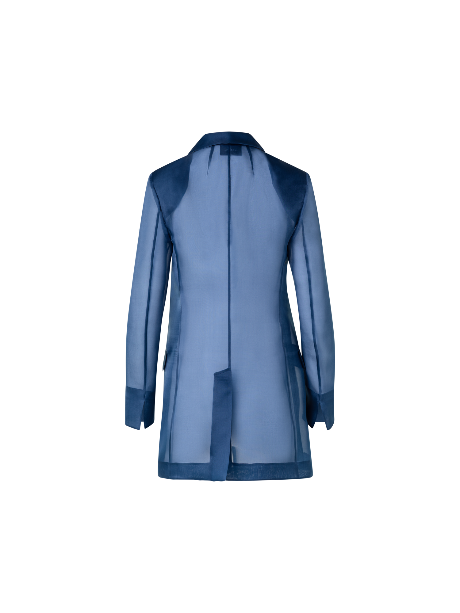 Designer Lange Seidenjacke mit halbdurchsichtigen Ärmeln - Blau