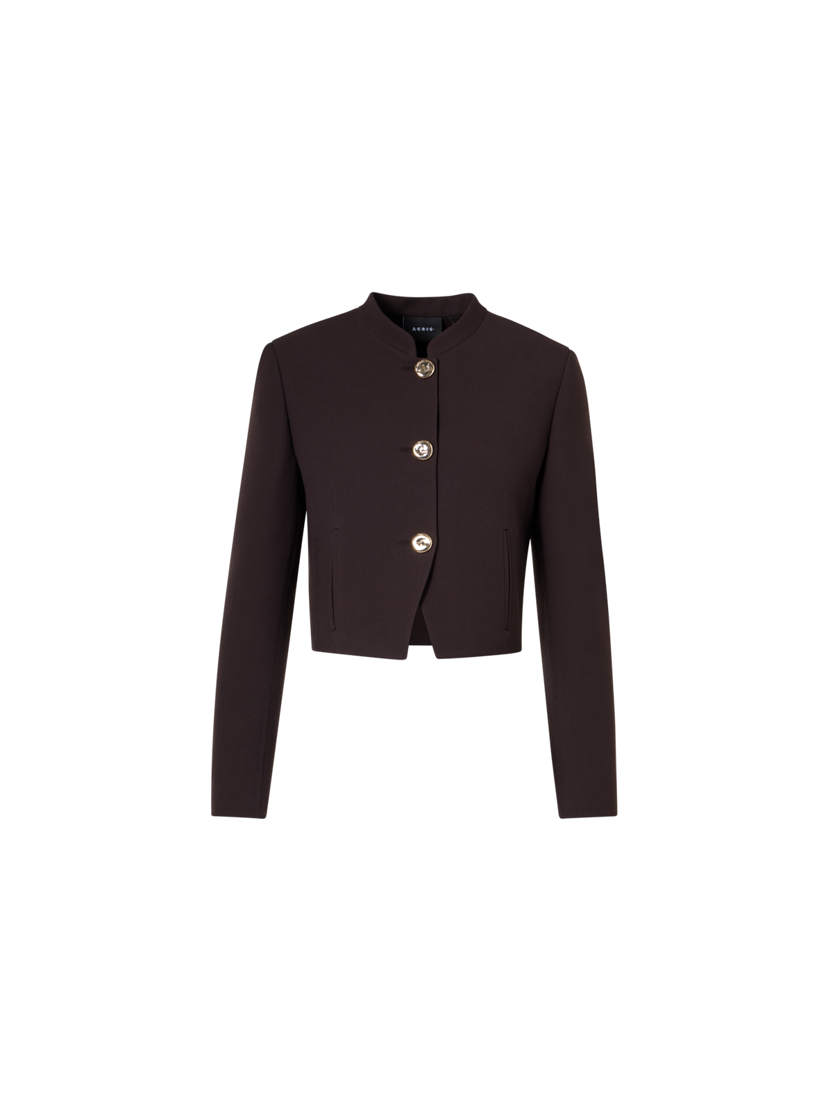 Designer Kurze Woll-Double-Face Jacke mit Goldknöpfen - Braun
