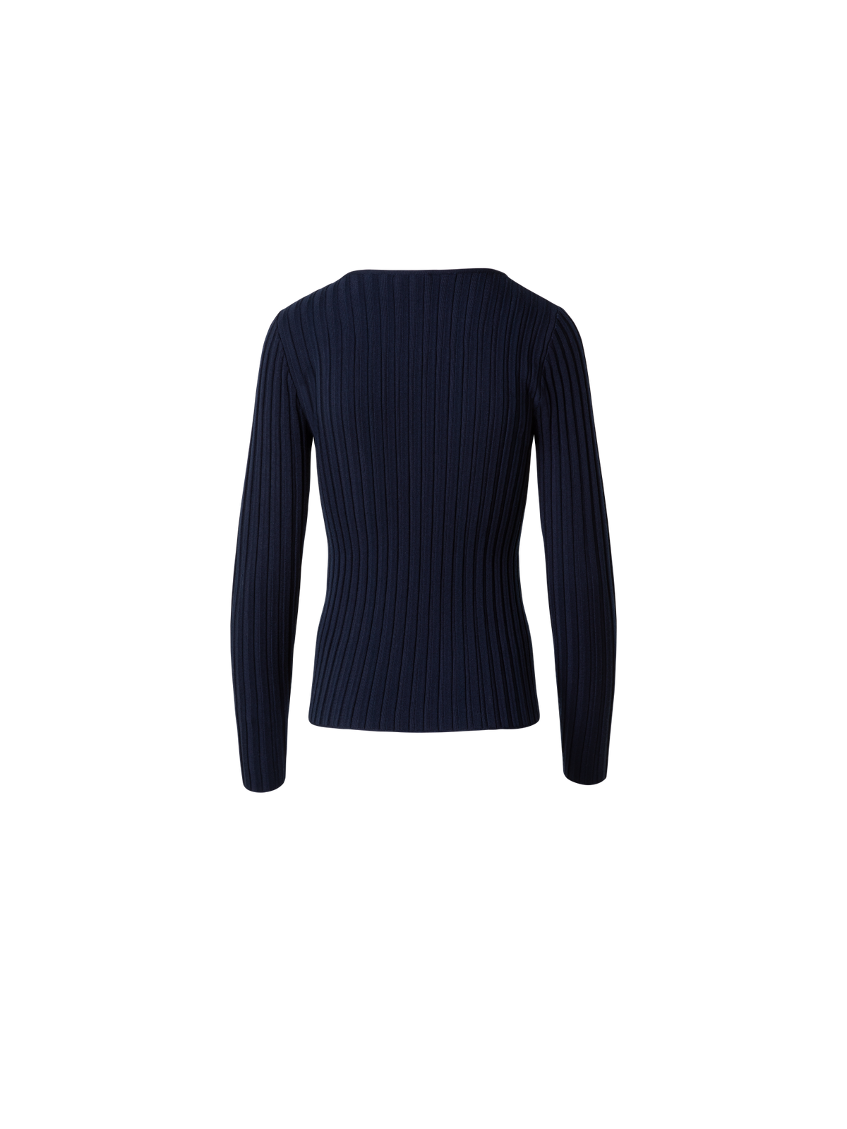 Designer Merino-Pullover mit strukturierten Streifen - Dunkelblau - Blau