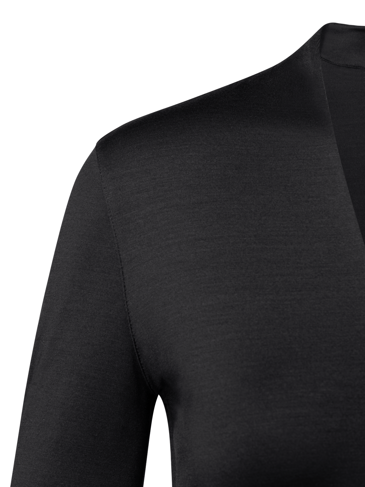 Designer Shirt aus Seide und Jersey mit V-Ausschnitt - Schwarz