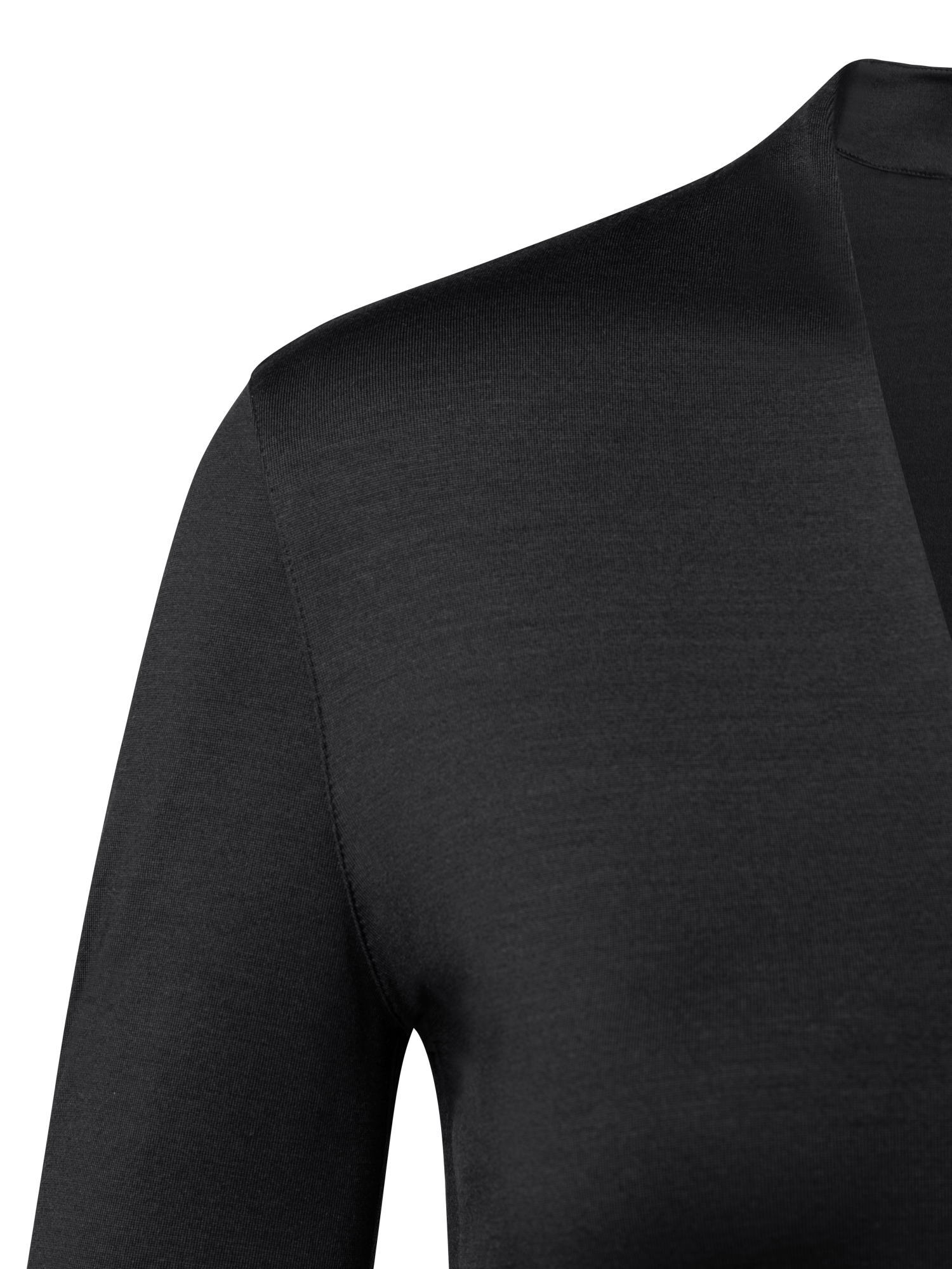 Designer Shirt aus Seide und Jersey mit V-Ausschnitt - Schwarz