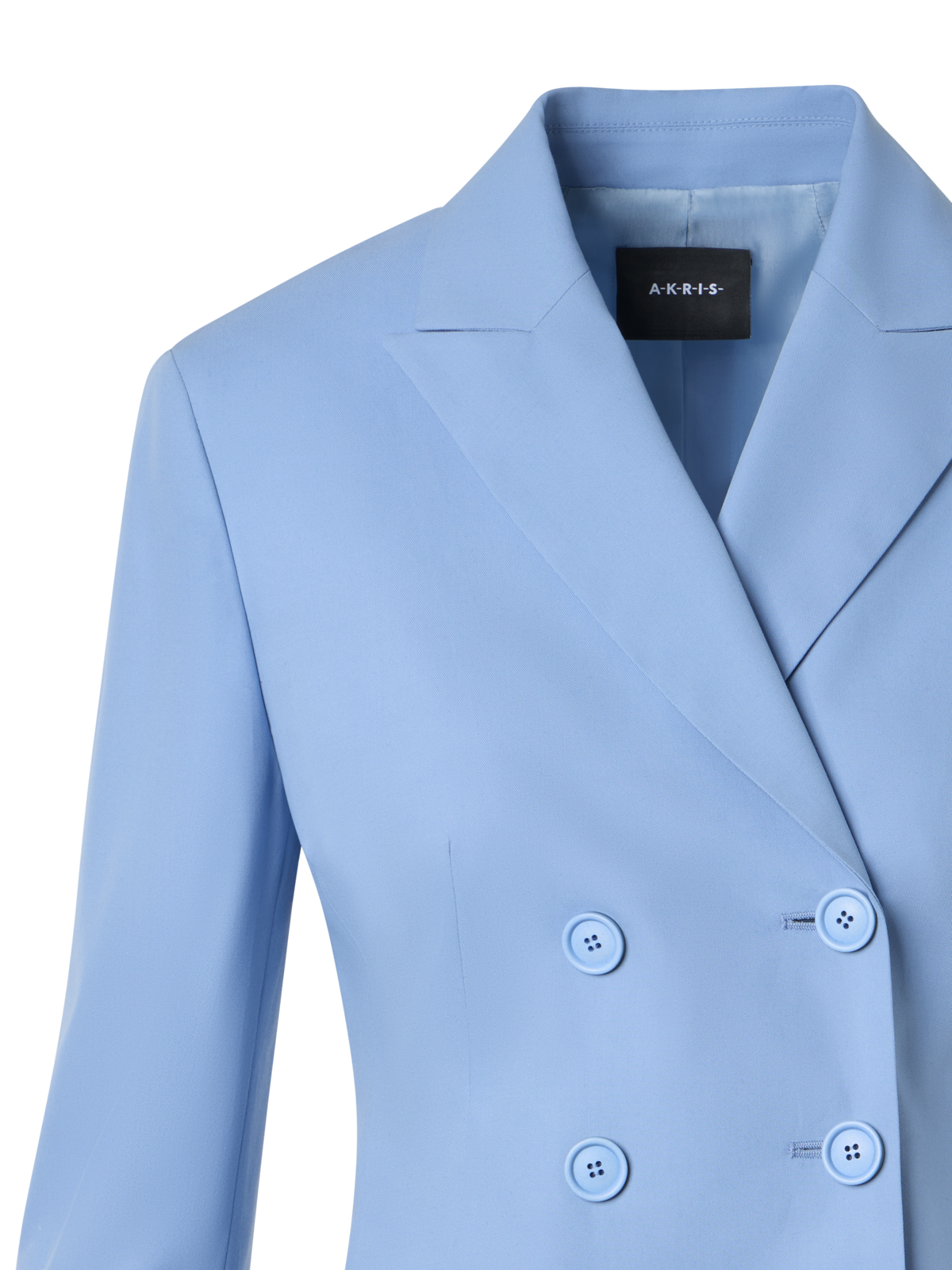 Designer Zweireihige Jacke aus Baumwoll-Stretch-Gabardine - Blau