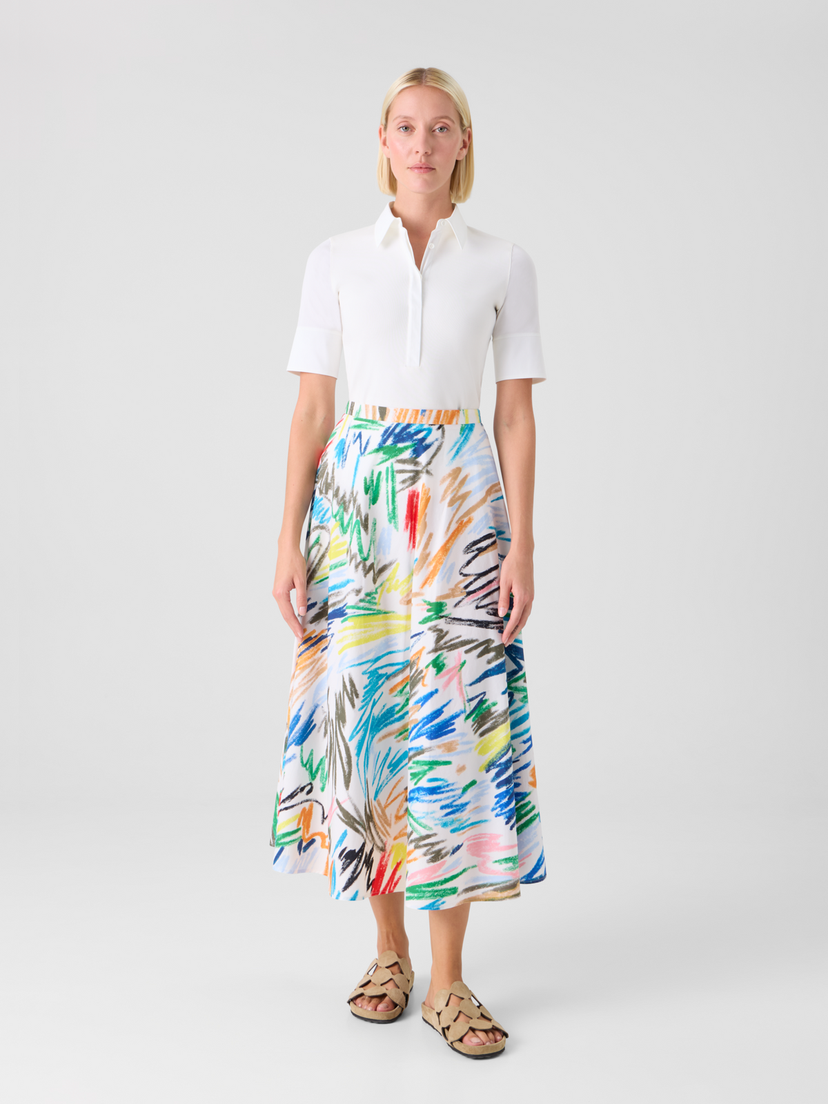 Designer Polo aus Baumwolljersey mit Popeline-Details - Weiss #editorial