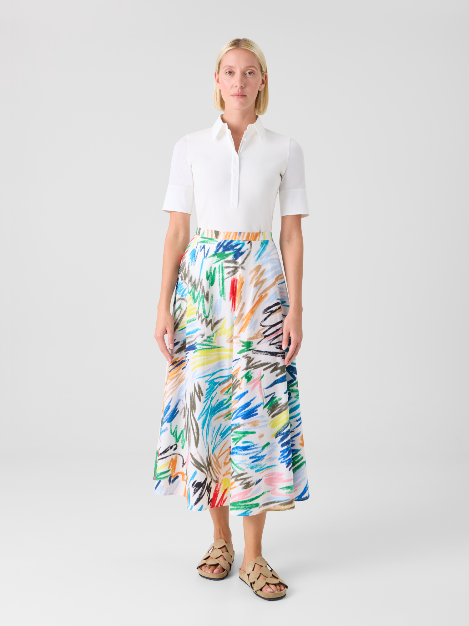 Designer Polo aus Baumwolljersey mit Popeline-Details - Weiss 