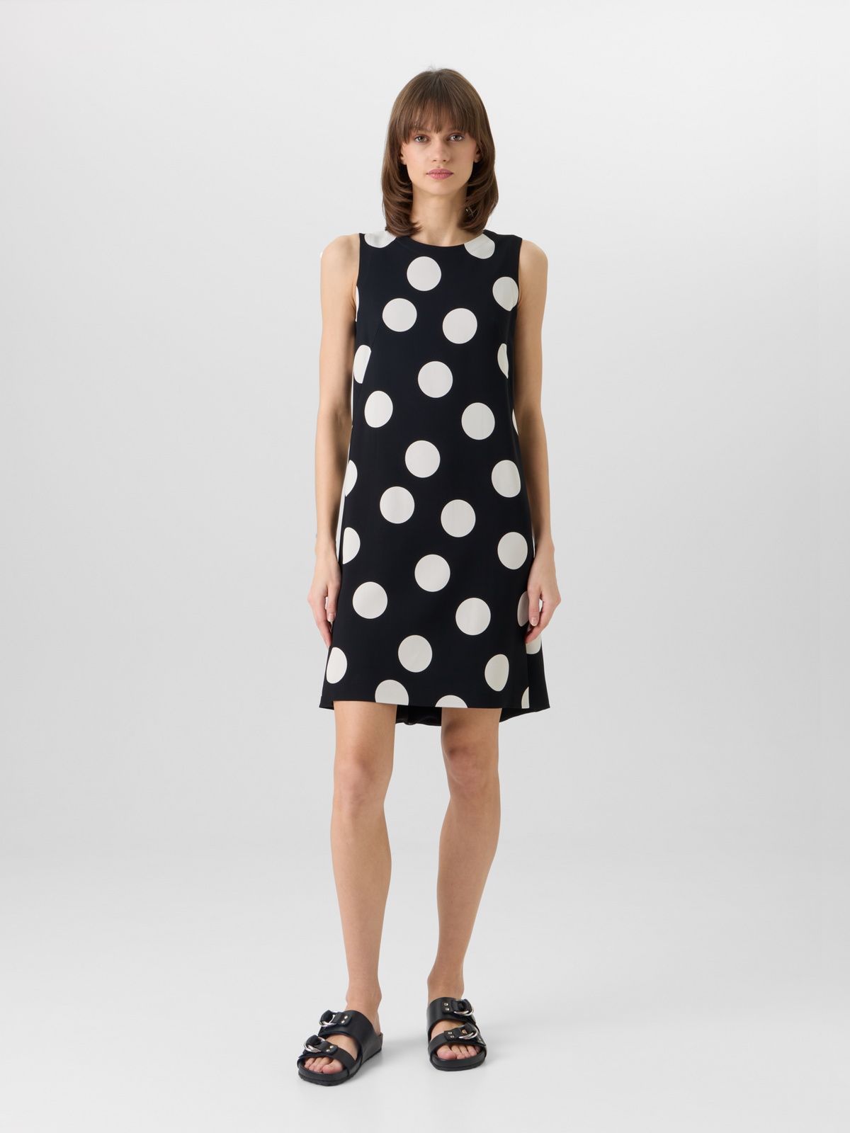 Designer Ärmelloses Shiftkleid aus Viskose-Stretch-Krepp - Schwarz #editorial