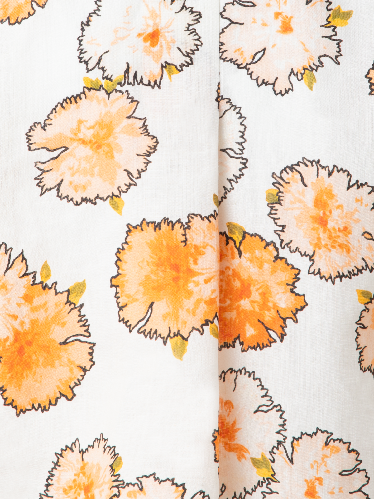 Designer Kimono-Bluse aus Leinen mit Carnation Druck - Bunt - Ecru - Orange - Weiss