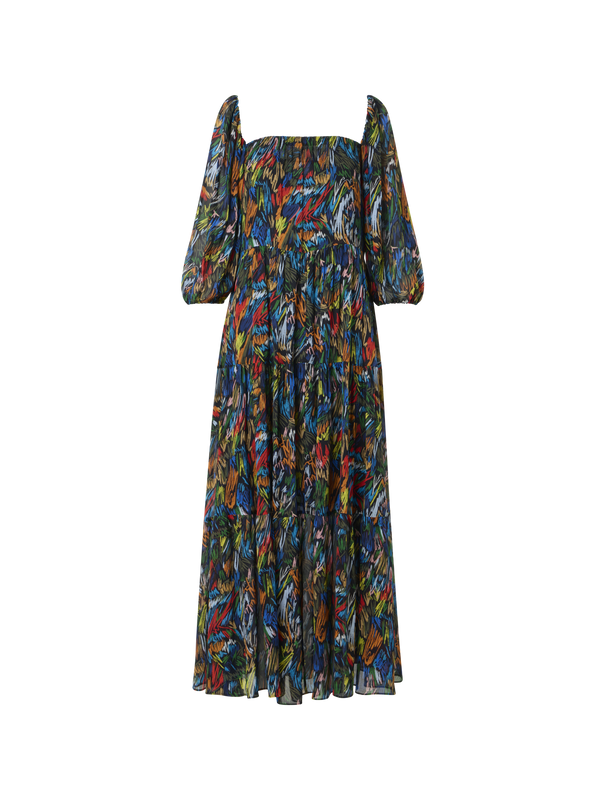 Designer Boho-Maxikleid mit Scribble-Druck - Schwarz - Bunt