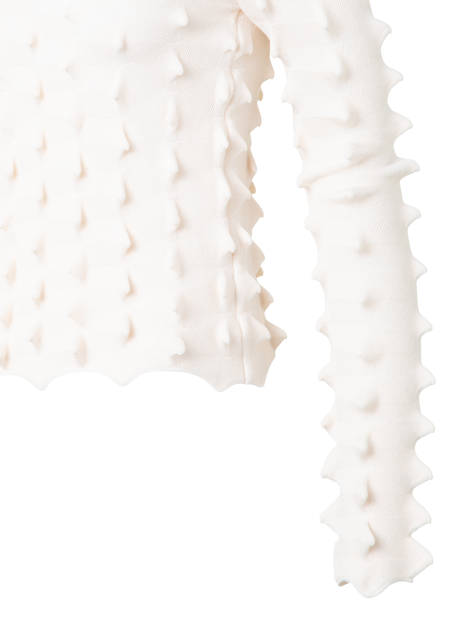 Designer Pullover mit 3D Segel-Optik - Ecru - Weiss