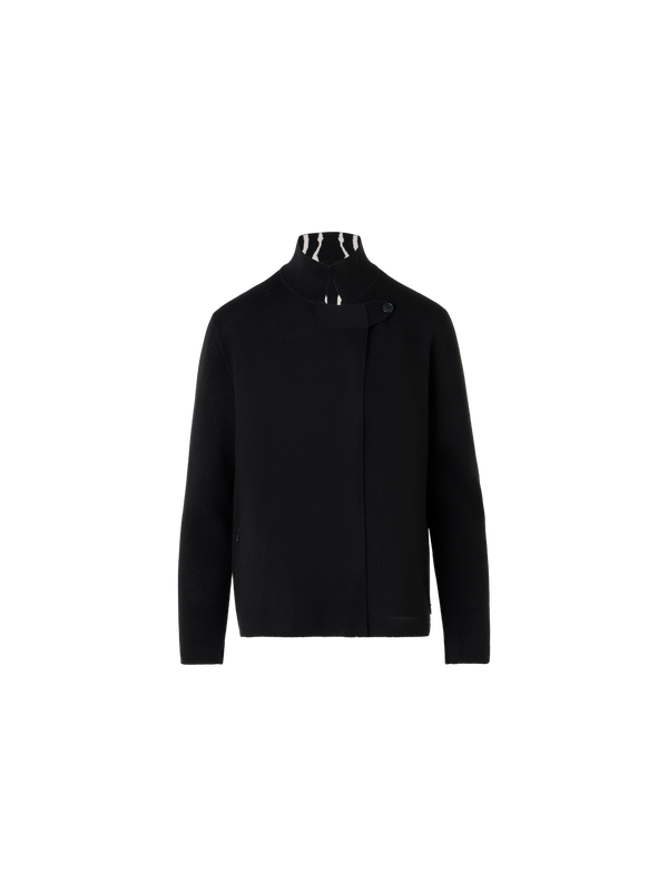 Designer Strickjacke aus Kaschmir-Doubleface - Schwarz