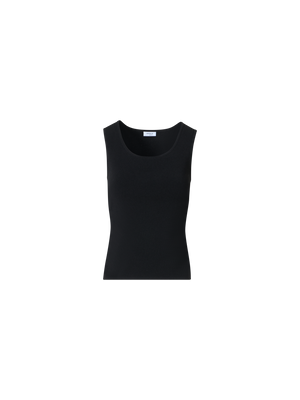 Designer Tailliertes Tanktop aus Viskosemischung-Strick - Schwarz