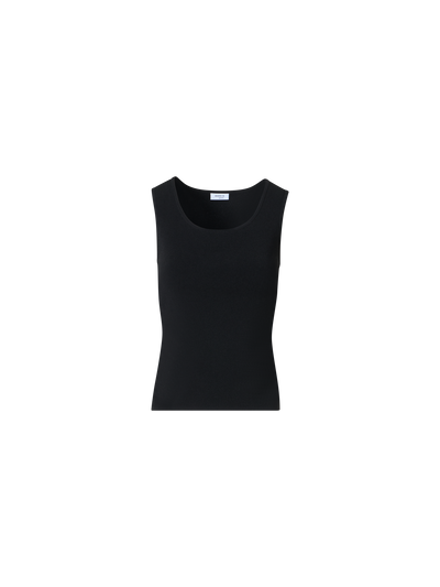 Designer Tailliertes Tanktop aus Viskosemischung-Strick - Schwarz