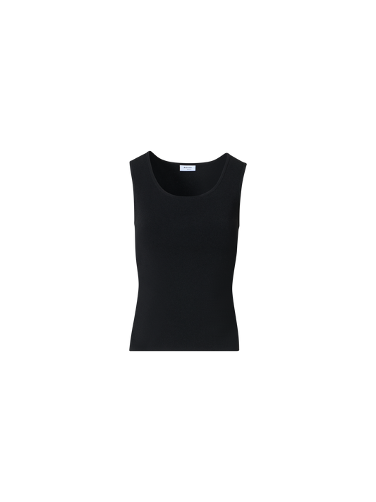 Designer Tailliertes Tanktop aus Viskosemischung-Strick - Schwarz
