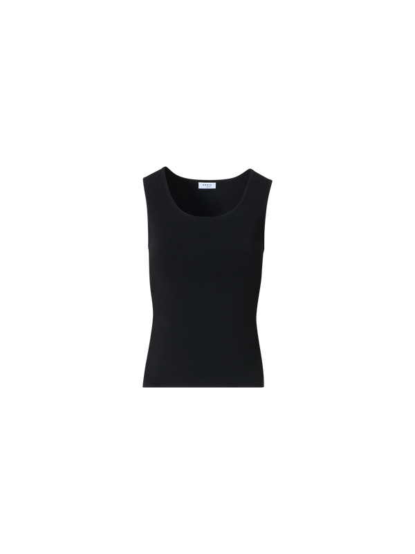 Designer Tailliertes Tanktop aus Viskosemischung-Strick - Schwarz