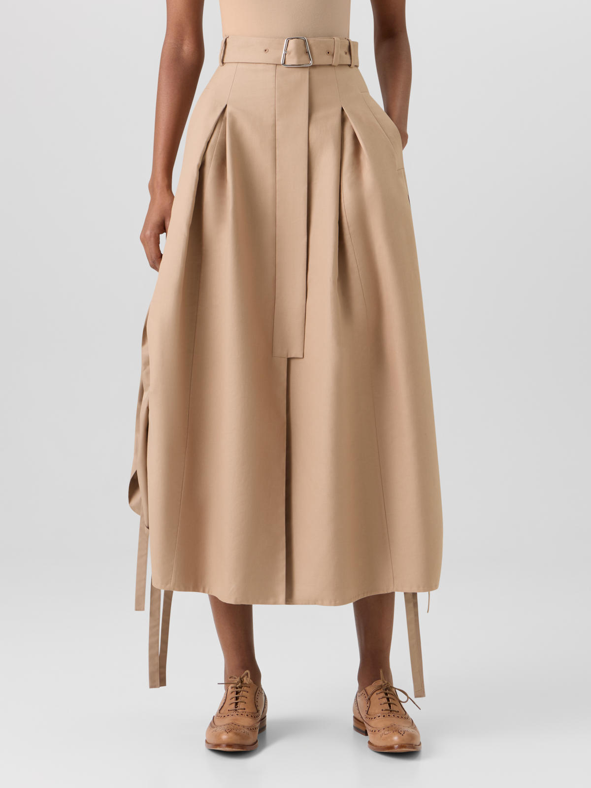 Designer Bleistiftrock aus Baumwoll-Doubleface - Beige #editorial