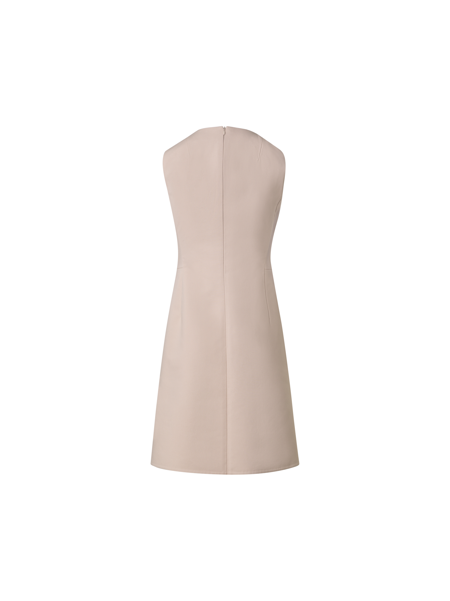 Designer Baumwoll-Doubleface-Etuikleid mit A-Linien-Rock - Beige