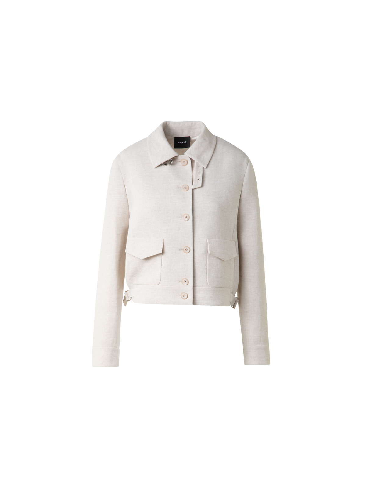 Designer Kurze Blousonjacke aus Leinen-Doubleface - Grau - Beige