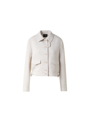 Designer Kurze Blousonjacke aus Leinen-Doubleface - Grau - Beige