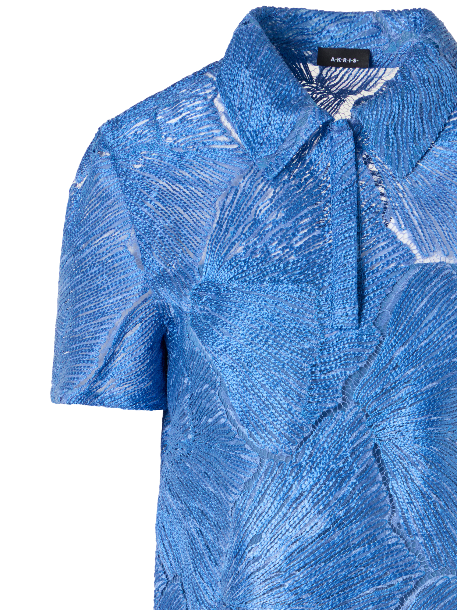 Designer Polobluse aus lackierter Fächerspitze - Blau