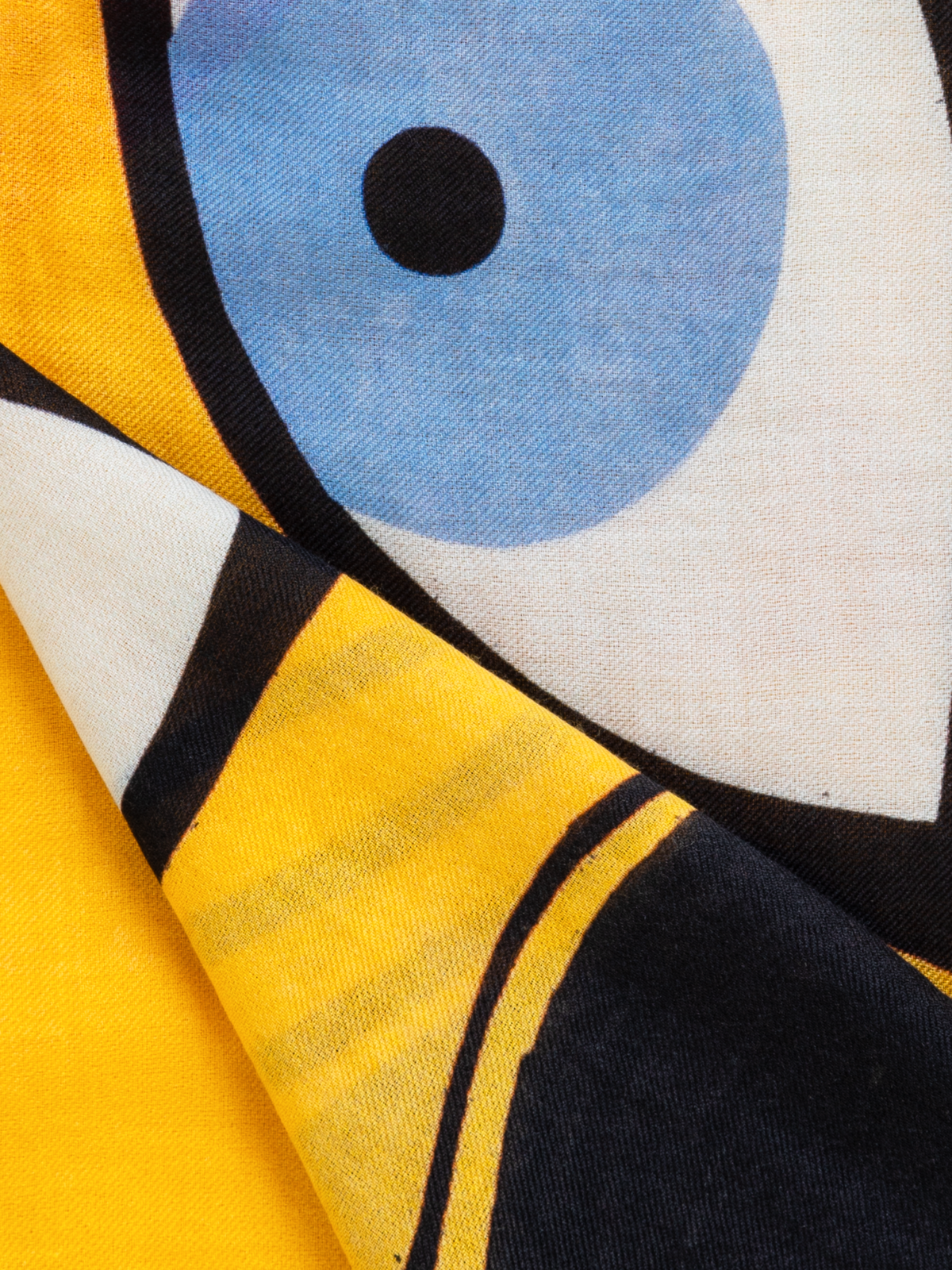 Designer Schal aus Kaschmir und Seide mit Portraitdruck - Bunt - Gelb