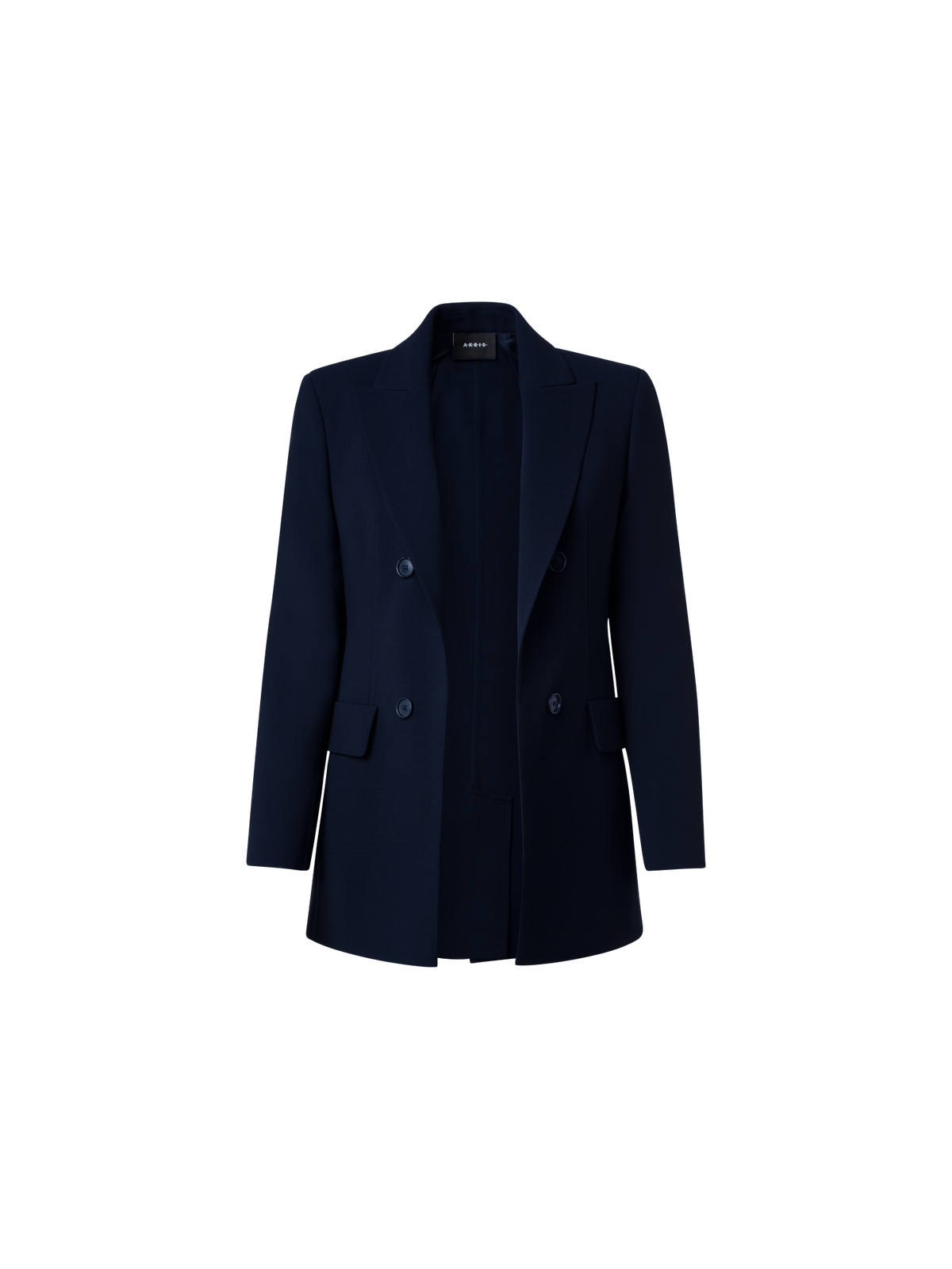 Designer Langer Blazer aus Woll-Doubleface - Dunkelblau - Blau