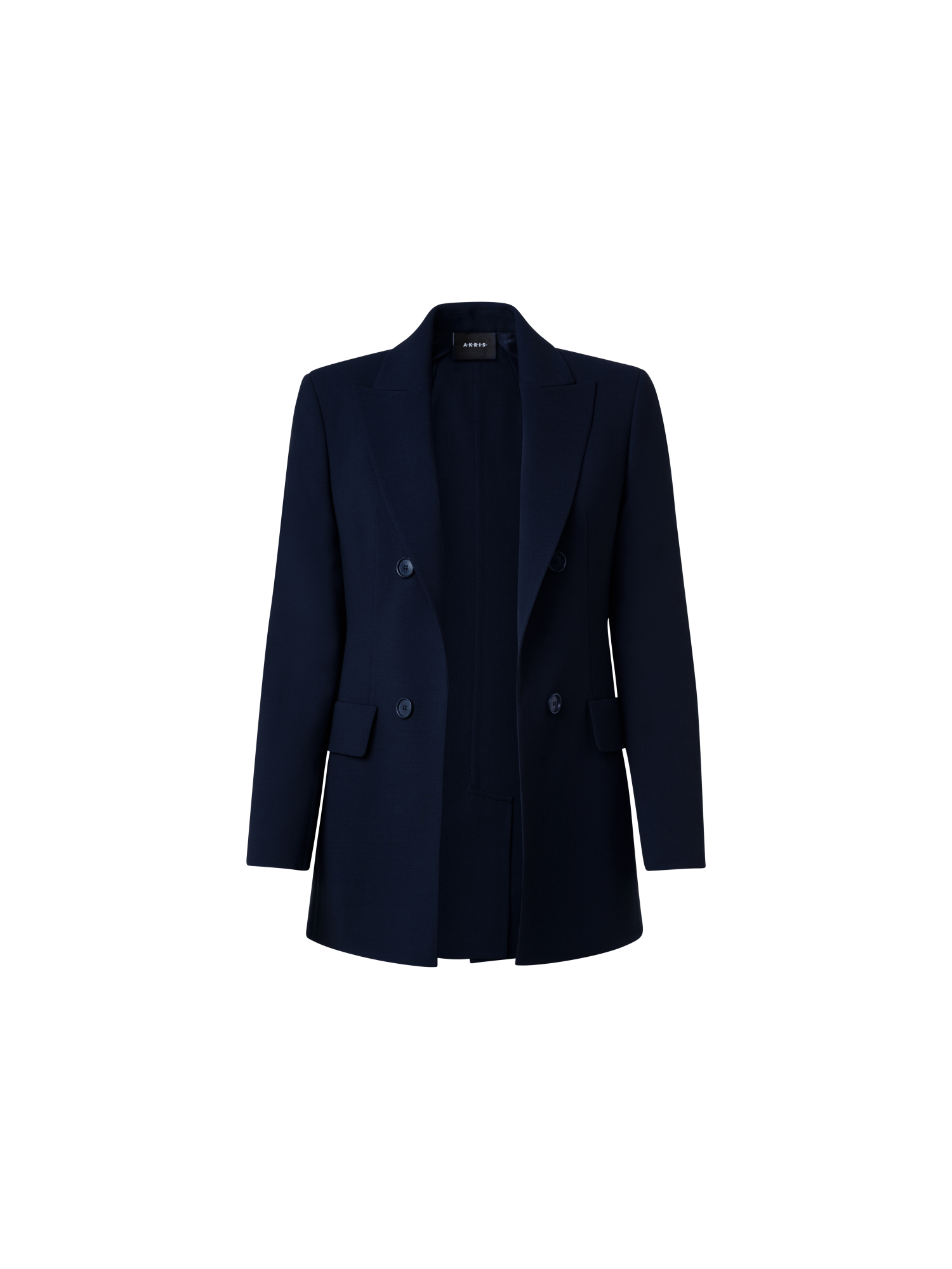 Designer Langer Blazer aus Woll-Doubleface - Dunkelblau - Blau