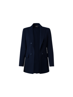 Designer Langer Blazer aus Woll-Doubleface - Dunkelblau - Blau