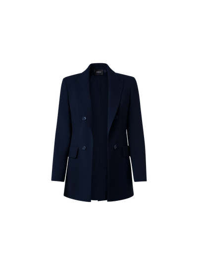 Designer Langer Blazer aus Woll-Doubleface - Dunkelblau - Blau