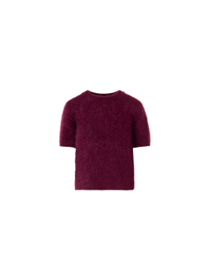 Designer Cloud Cashmere Top mit kurzen Ärmeln - Rot - Weinrot