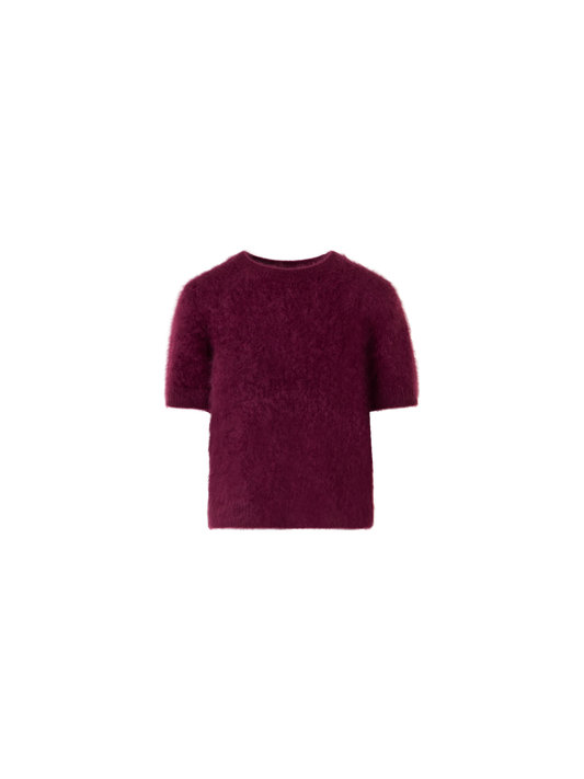 Designer Cloud Cashmere Top mit kurzen Ärmeln - Rot - Weinrot