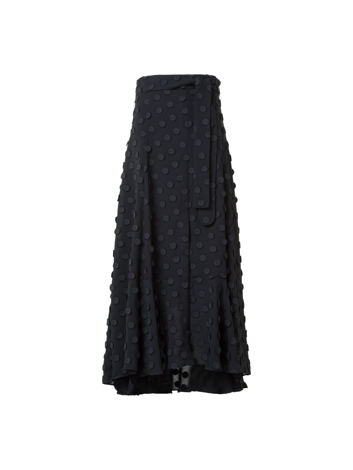 Designer Midirock mit 3D Polka Dots - Schwarz